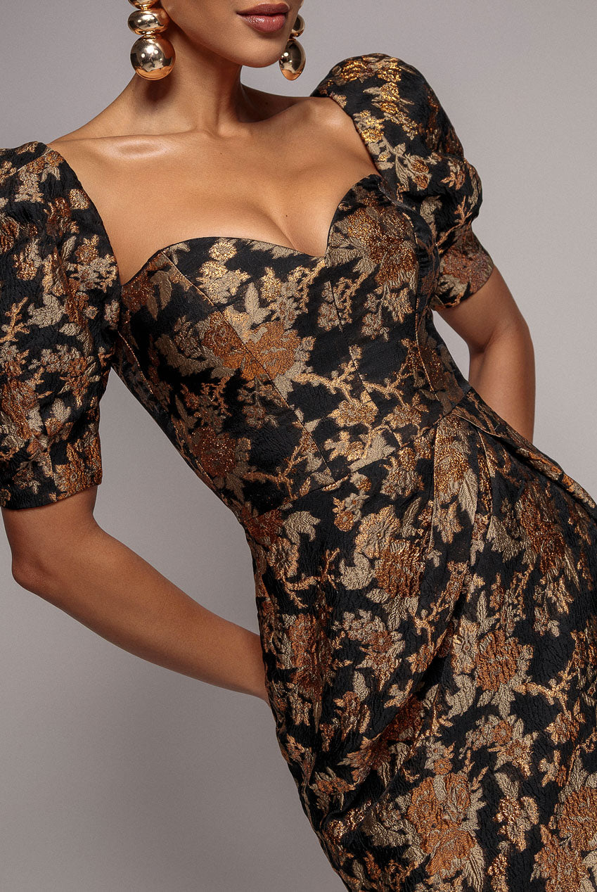 Goddiva Puff Sleeve Sweetheart Mini Dress - Black