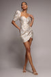 Goddiva Puff Sleeve Sweetheart Mini Dress - Cream
