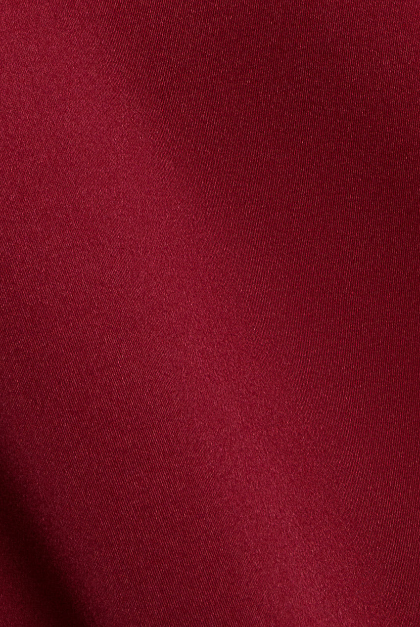 Goddiva Contrast Organza Frill Bow Back Halter Midi Dress - Burgundy Black