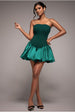 Goddiva Corset Boobtube Babydoll Mini Dress - Emerald Green