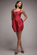 Goddiva Corset Balloon Skirt Lace Up Back Mini Dress - Red