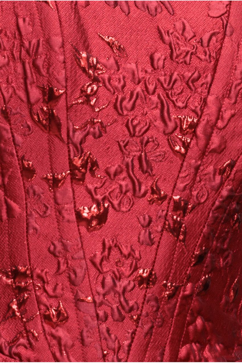 Goddiva Corset Balloon Skirt Lace Up Back Mini Dress - Red