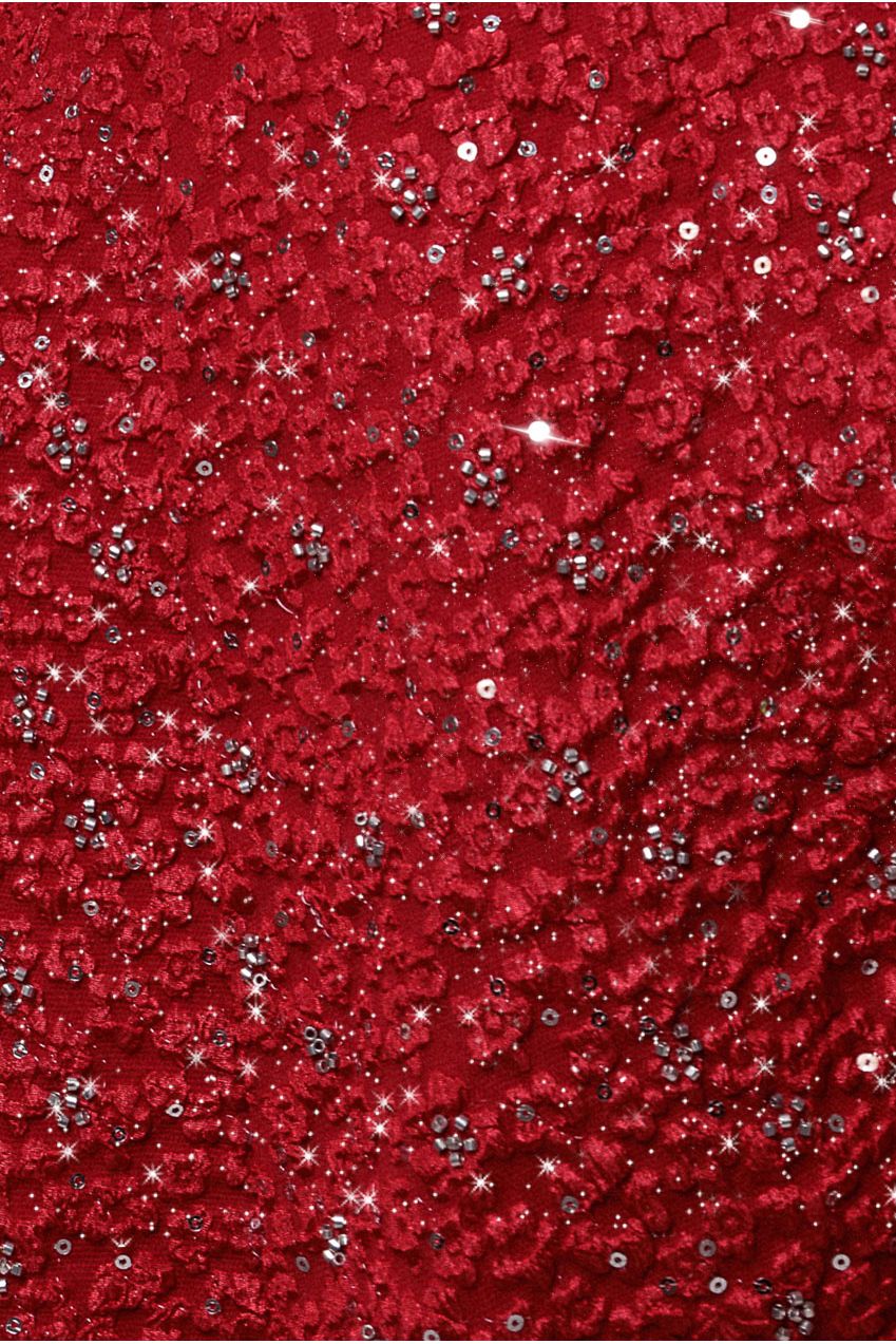 Goddiva Bead Embellished Jacquard Skater Mini Dress - Red