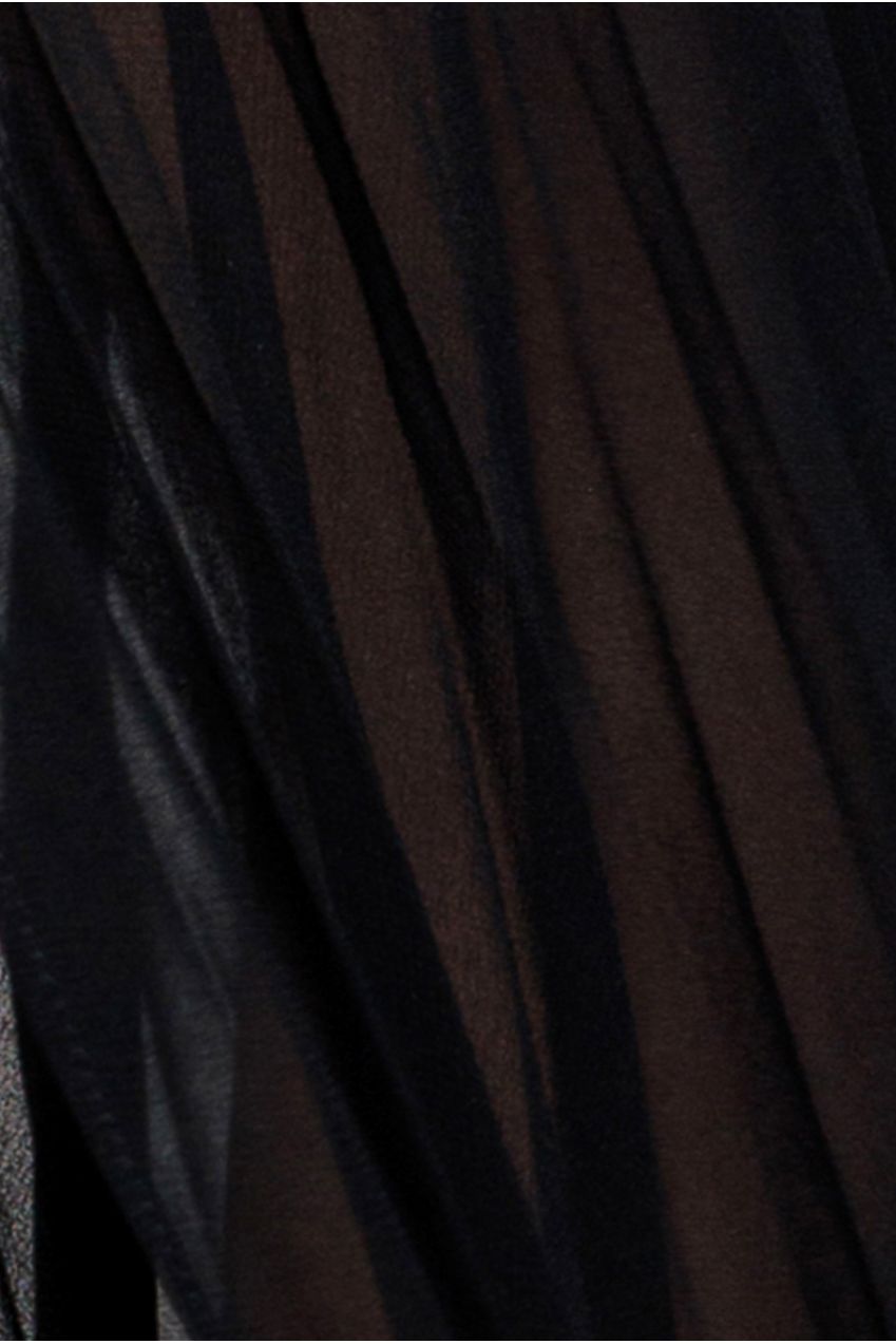 Goddiva Strapless Mini Dress With Pleated Chiffon Cape - Black