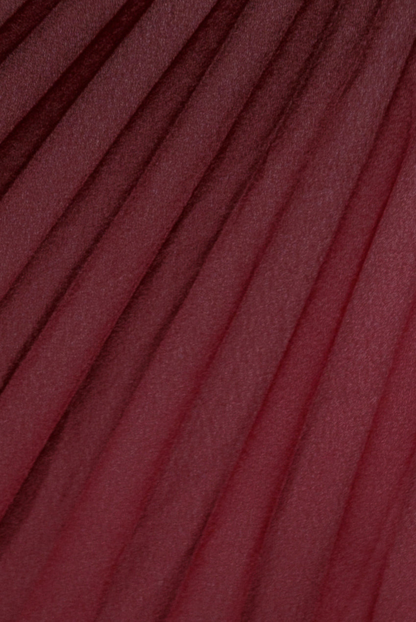 Goddiva Boob Tube Mini Dress With Pleated Chiffon Cape - Burgundy