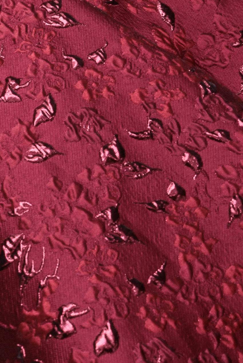 Goddiva Lace Up Jacquard Midi Dress With Organza Wings - Burgundy Red