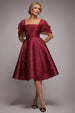 Goddiva Lace Up Jacquard Midi Dress With Organza Wings - Burgundy Red