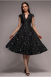 Goddiva Bead Embellished Jacquard A Line Midi Dress - Black