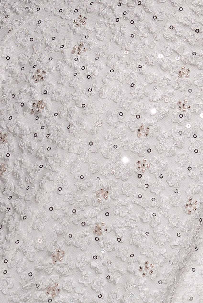 Goddiva Bead Embellished Jacquard A Line Midi Dress - White