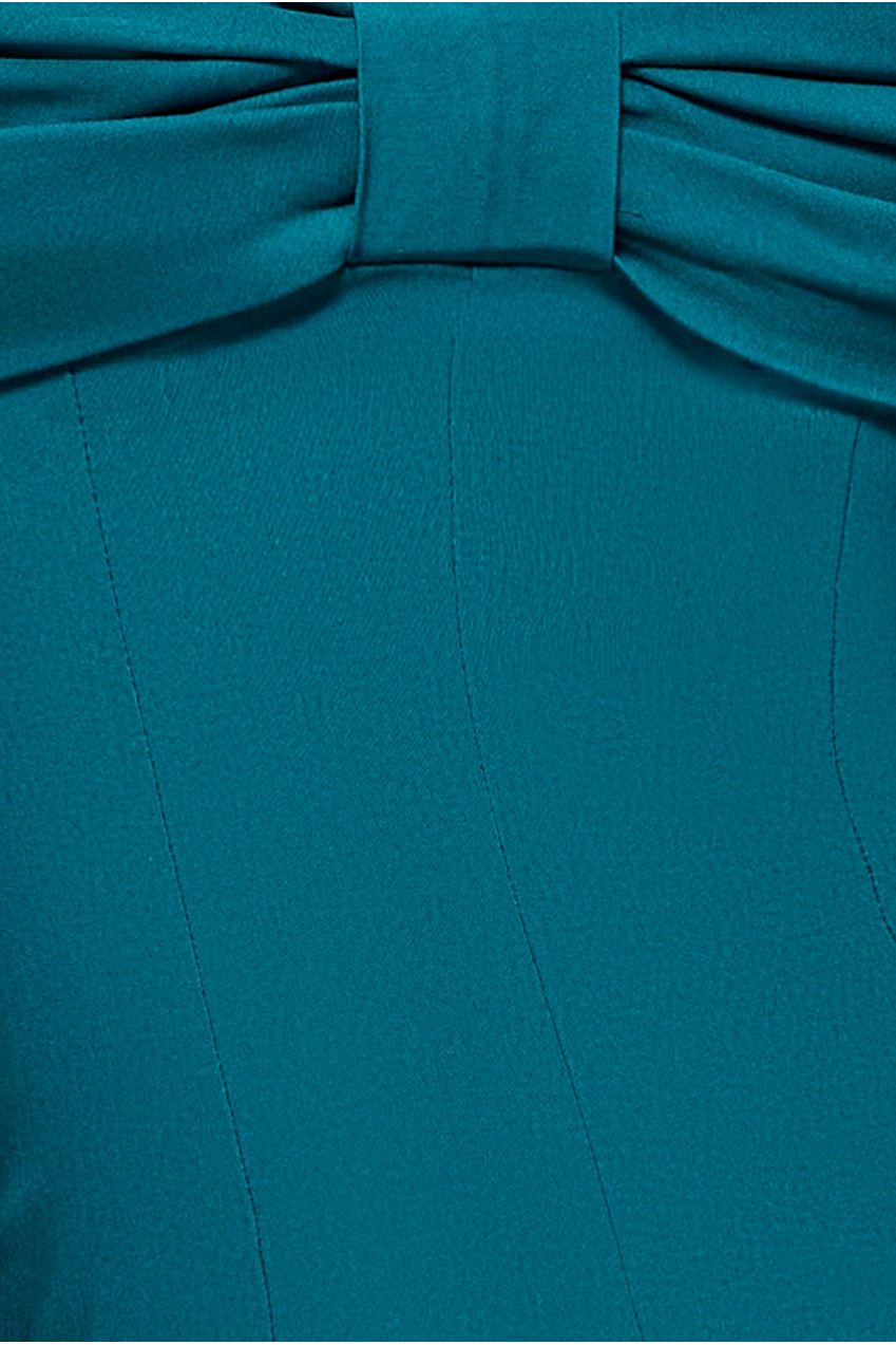 Goddiva Bardot Bow Neck Maxi Dress - Emerald Green