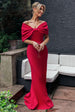 Goddiva Bardot Bow Neck Maxi Dress - Red