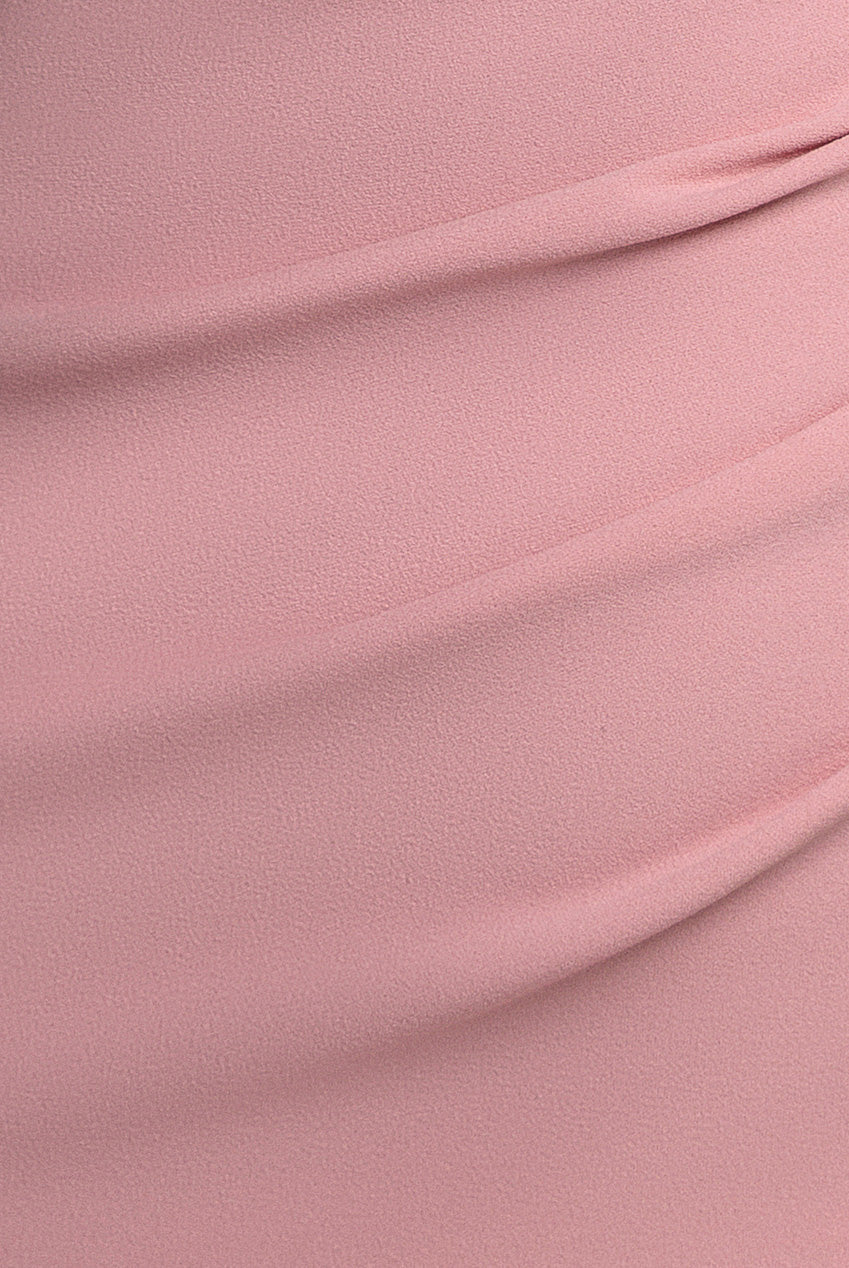 Goddiva Organza Bow One Shoulder Scuba Crepe Maxi Dress - Blush Pink