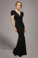 Goddiva Plunging Neck Pleated Sleeves Scuba Maxi Dress - Black