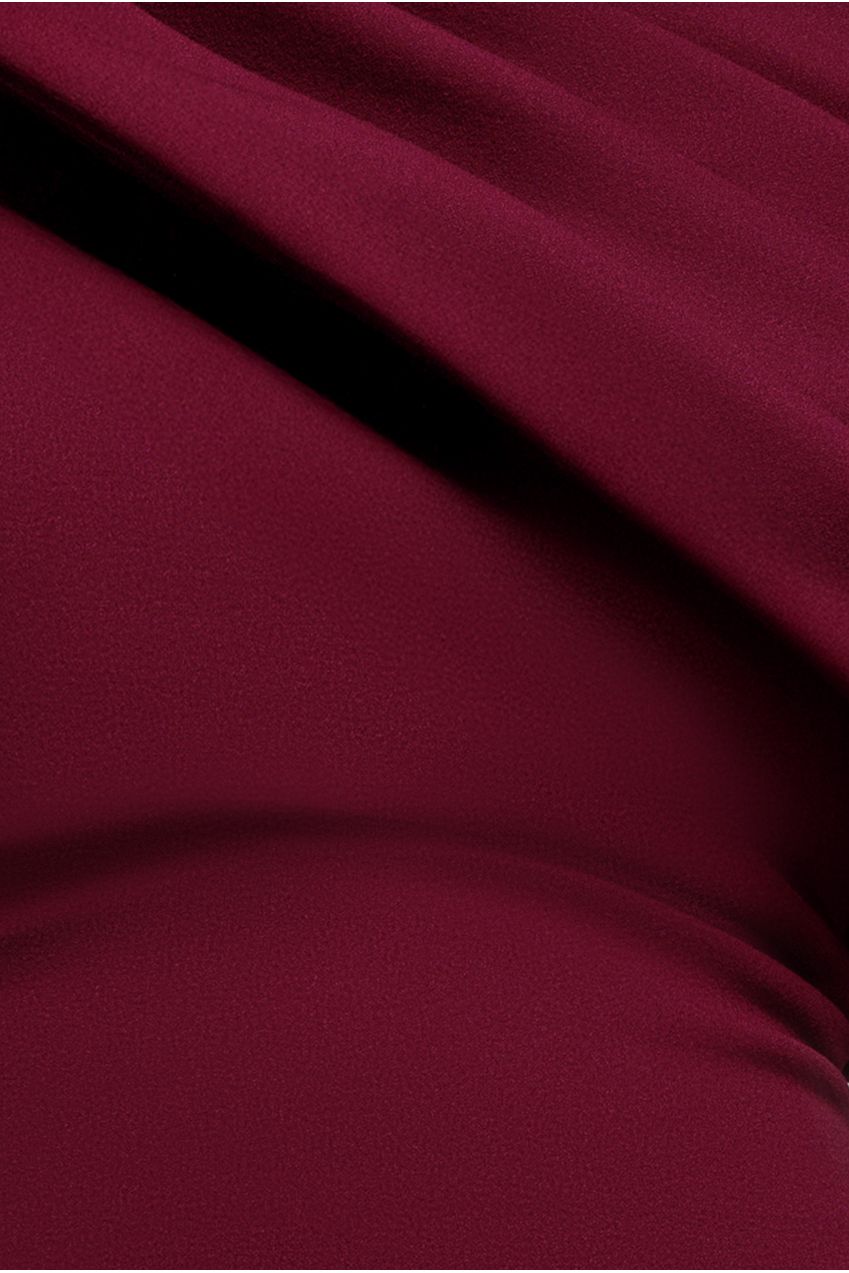 Goddiva Sash One Shoulder Bardot Maxi Dress  - Burgundy