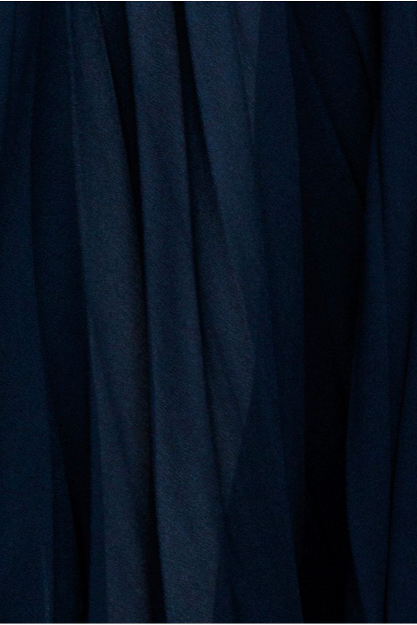 Goddiva Strapless Maxi Dress With Pleated Chiffon Cape - Navy Blue