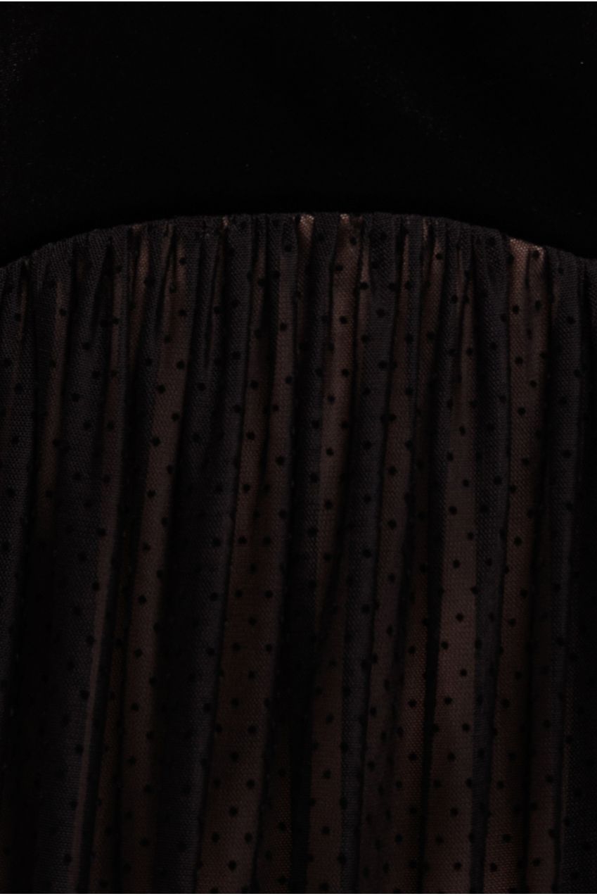 Goddiva Velvet And Dobby Mesh A Line Halter Maxi Dress - Black