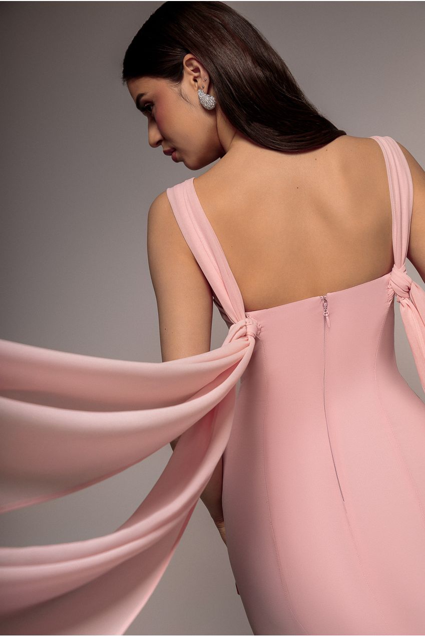 Goddiva Multiway Cape Chiffon Sweetheart Maxi Dress - Blush Pink
