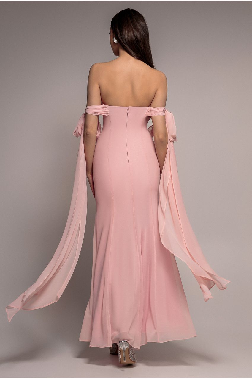Goddiva Multiway Cape Chiffon Sweetheart Maxi Dress - Blush Pink