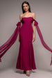 Goddiva Multiway Cape Chiffon Sweetheart Maxi Dress - Magenta