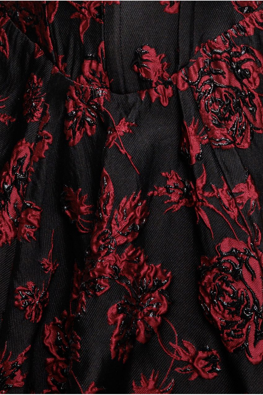 Goddiva Jacquard Multiway Bow Strap Skater Midi Dress - Black