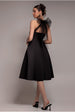 Goddiva Scuba & Polka Mesh Bella Bow Multiway A-Line Midi Dress - Black