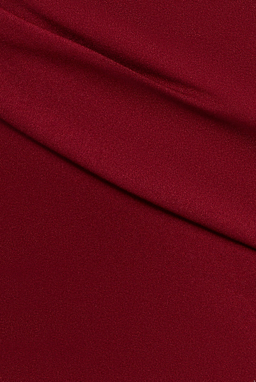 Goddiva Bardot Scuba Crepe Maxi Dress - Wine