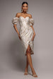 Goddiva Puff Sleeve Sweetheart Midi Dress - Cream