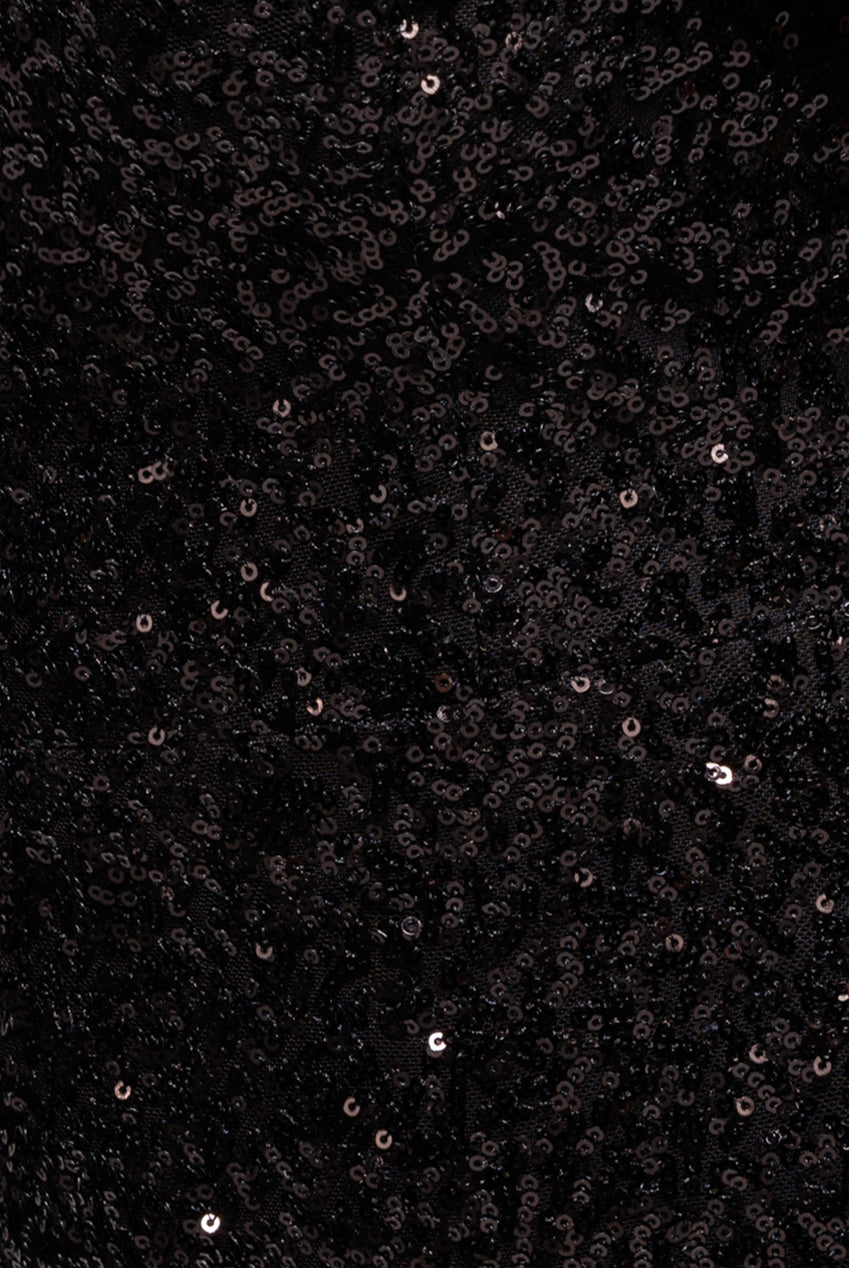 Goddiva Sequin Off The Shoulder Velvet Bow Maxi Dress - Black