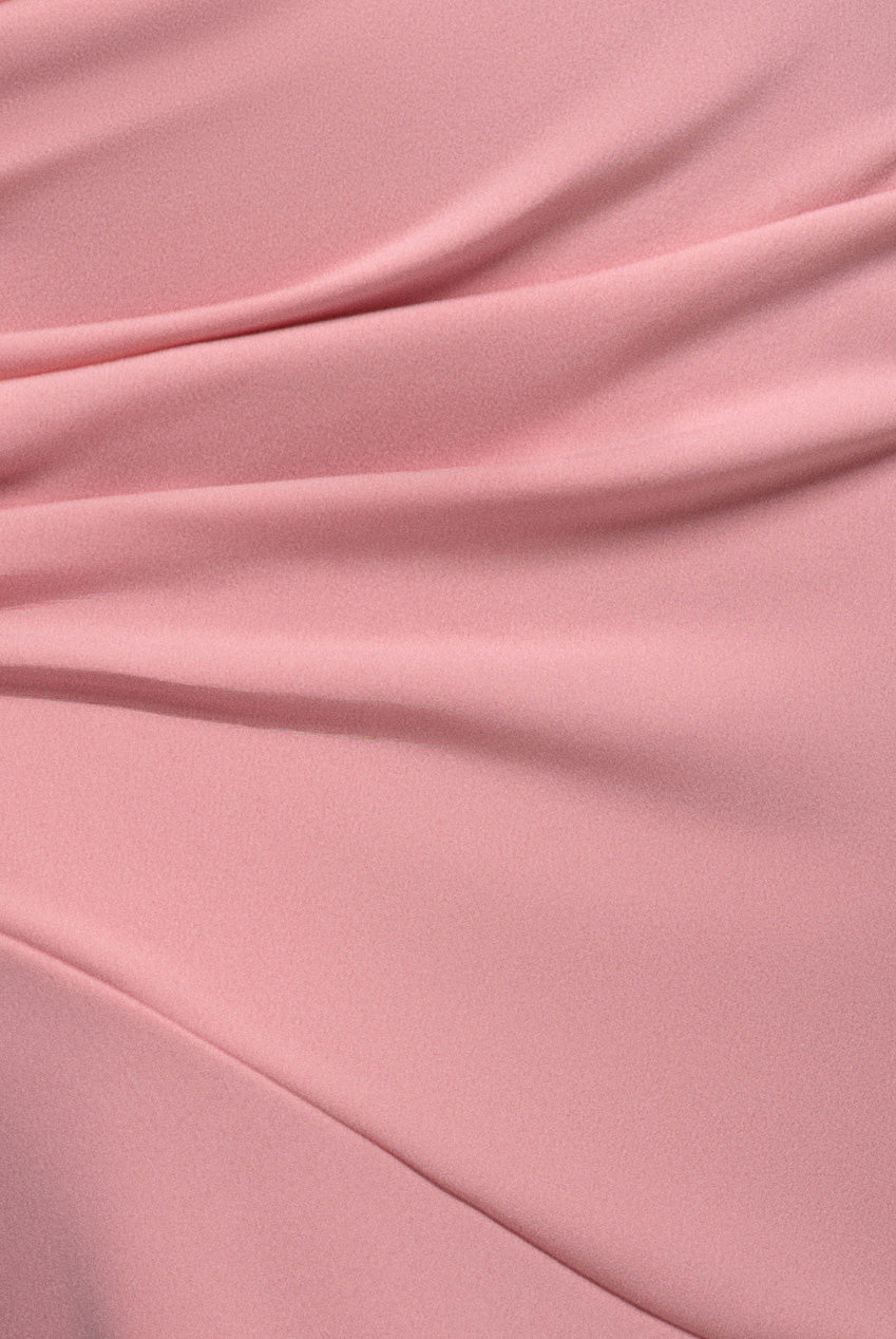 Goddiva One Shoulder Cape Scuba & Chiffon Maxi Dress - Blush Pink