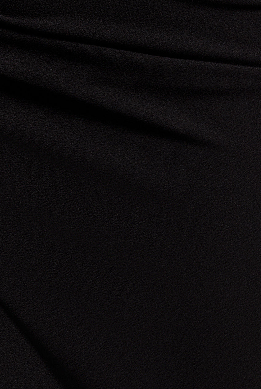 Goddiva One Shoulder Cape Scuba & Chiffon Maxi Dress - Black