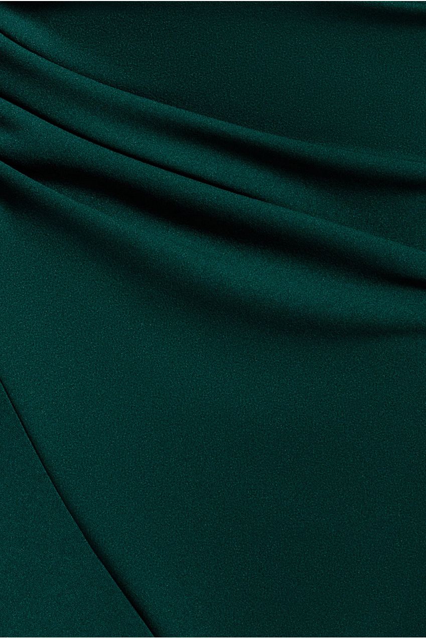 Goddiva One Shoulder Cape Scuba & Chiffon Maxi Dress - Emerald Green