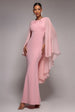 Goddiva Cape Sleeve Chiffon And Scuba Crepe Maxi Dress - Blush Pink