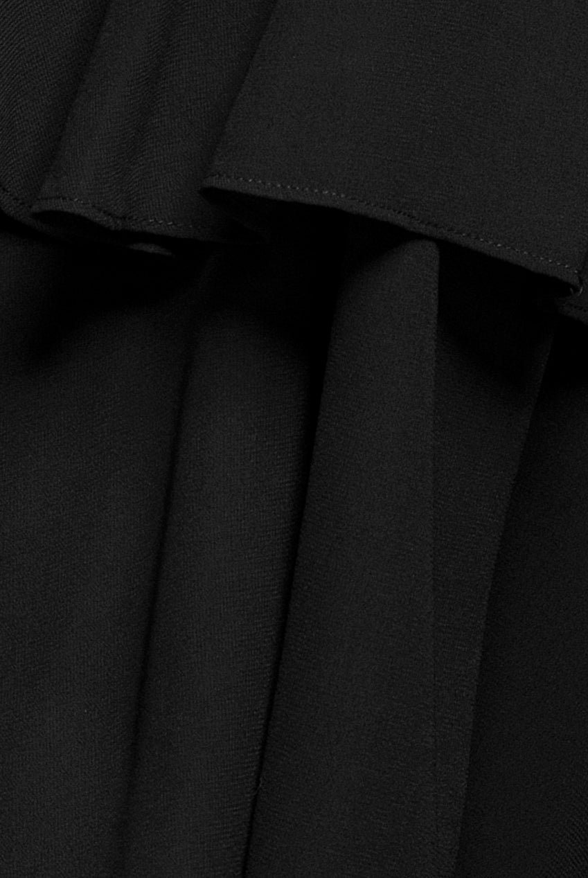 Goddiva Tiered Chiffon Wrap Midi Dress - Black