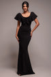 Goddiva Cape Sleeve Detail Front Tie Maxi Dress - Black