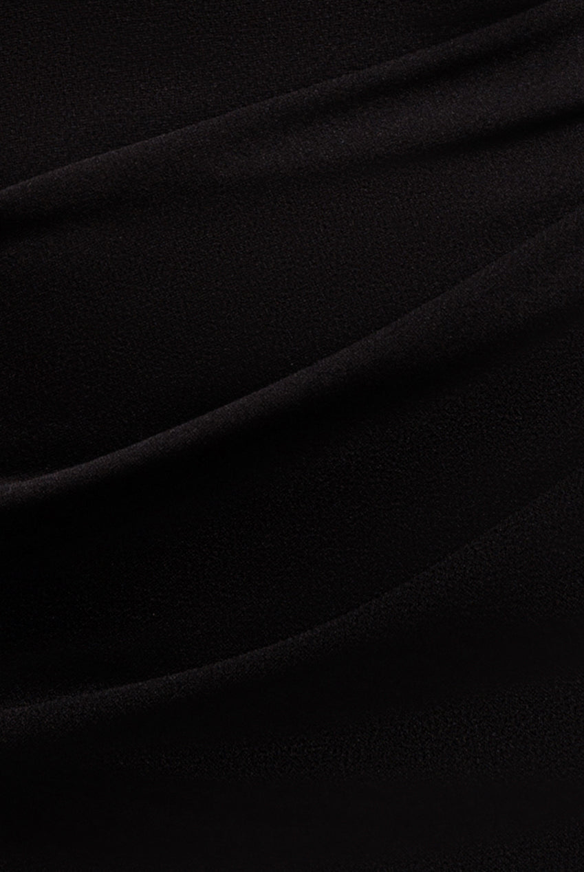 Goddiva Cape Sleeve Detail Front Tie Maxi Dress - Black