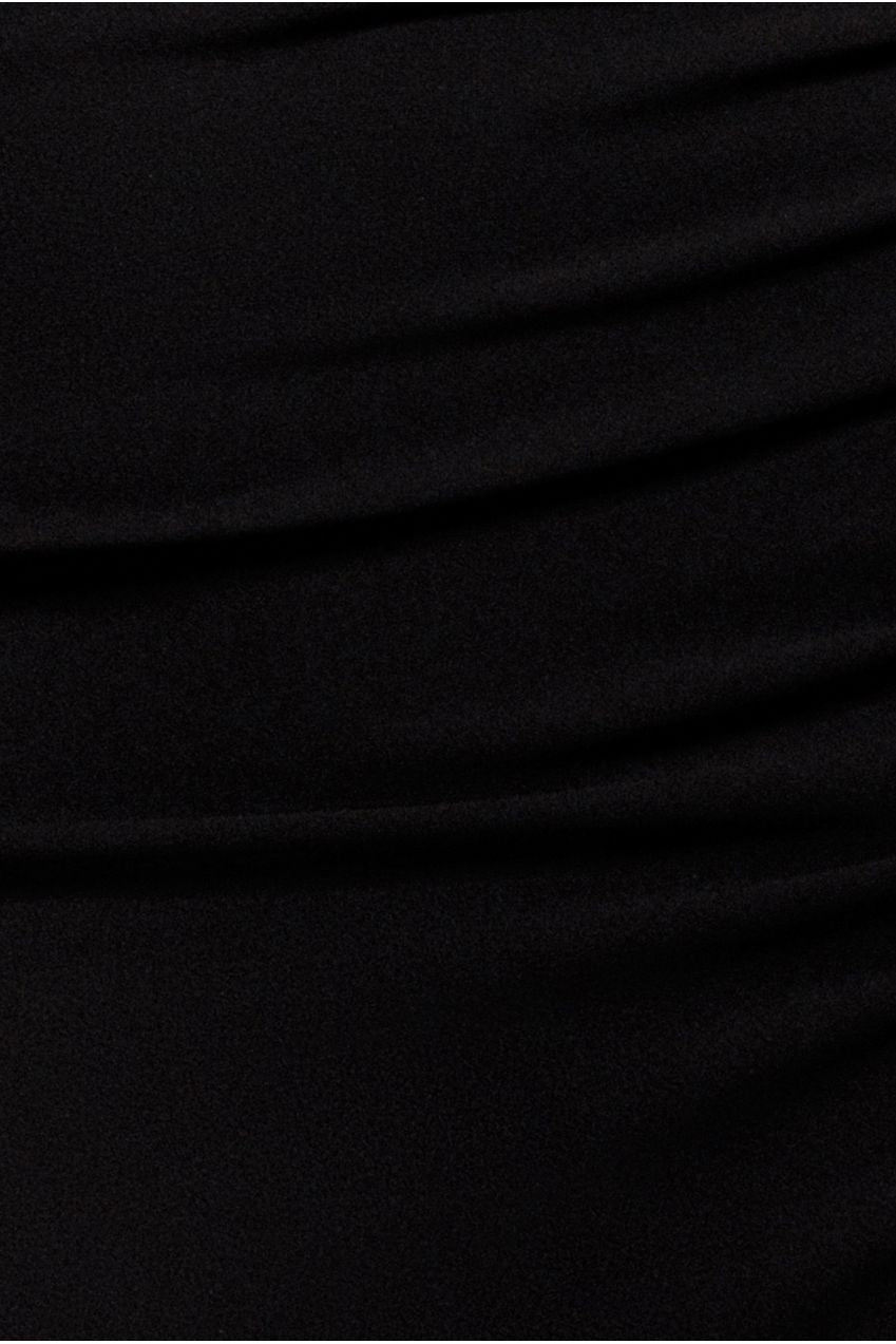 Goddiva Pleated One Shoulder Bardot Fit And Flare Maxi Dress - Black