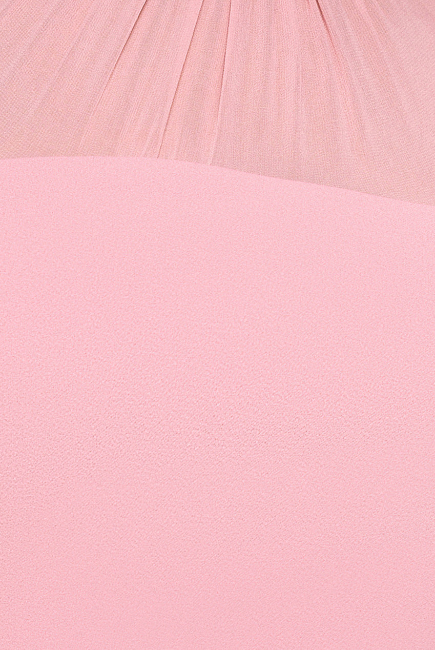 Goddiva Bishop Sleeve Peplum Top Scuba Crepe And Chiffon Maxi Dress - Blush Pink