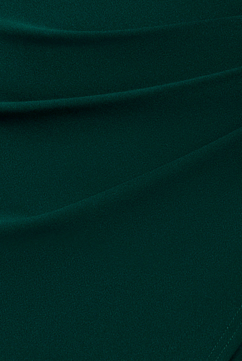 Goddiva Scuba & Chiffon Balloon Sleeve Wrap Midi Dress - Emerald Green