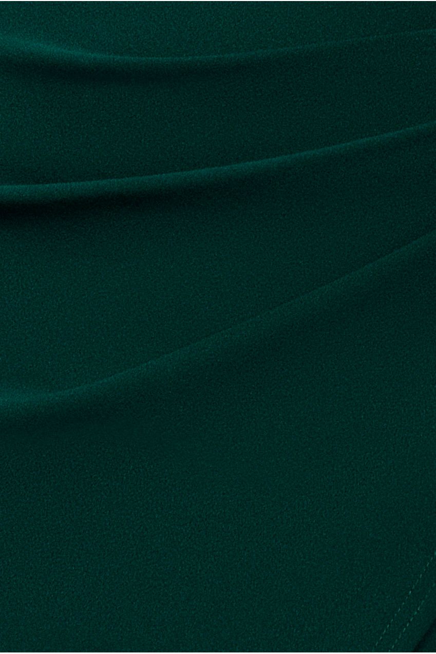 Goddiva Scuba & Chiffon Balloon Sleeve Wrap Midi Dress - Emerald Green