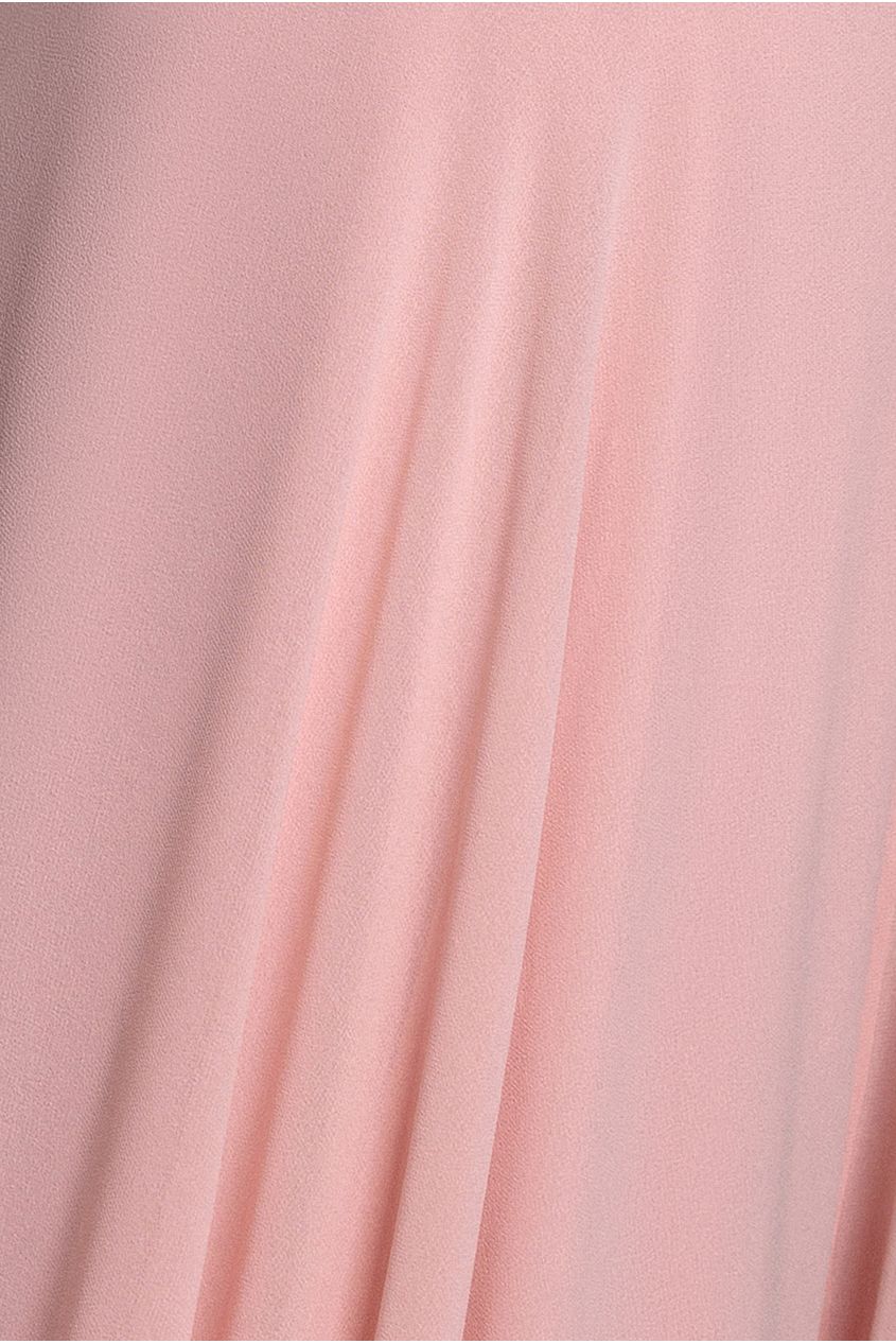 Goddiva Chiffon Cowl Twisted Rope Strap Lace-up Flared Maxi Dress - Blush Pink