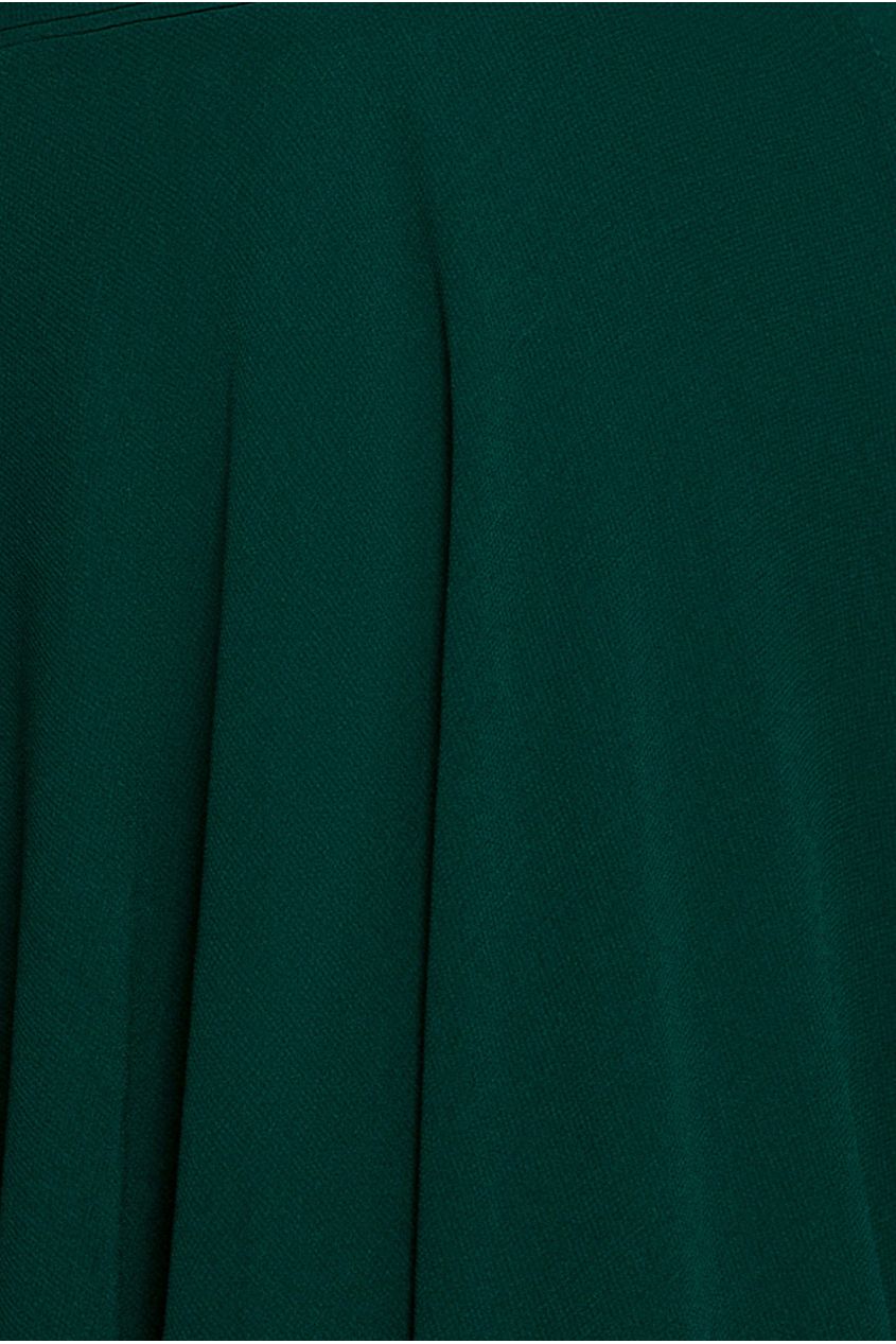 Goddiva Chiffon Cowl Twisted Rope Strap Lace-up Flared Maxi Dress - Emerald Green