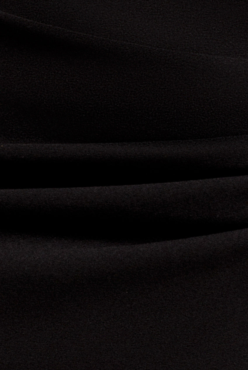 Goddiva Contrast Off Shoulder Back Satin Bow Scuba Midi Dress - Black Cream