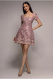 Goddiva Scallop Edge Corset Back Structured Lace Mini Dress - Pink