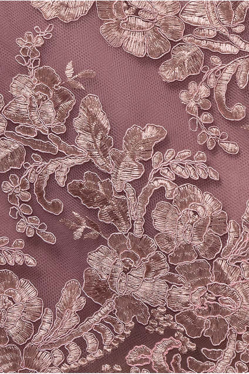 Goddiva Scallop Edge Corset Back Structured Lace Mini Dress - Pink