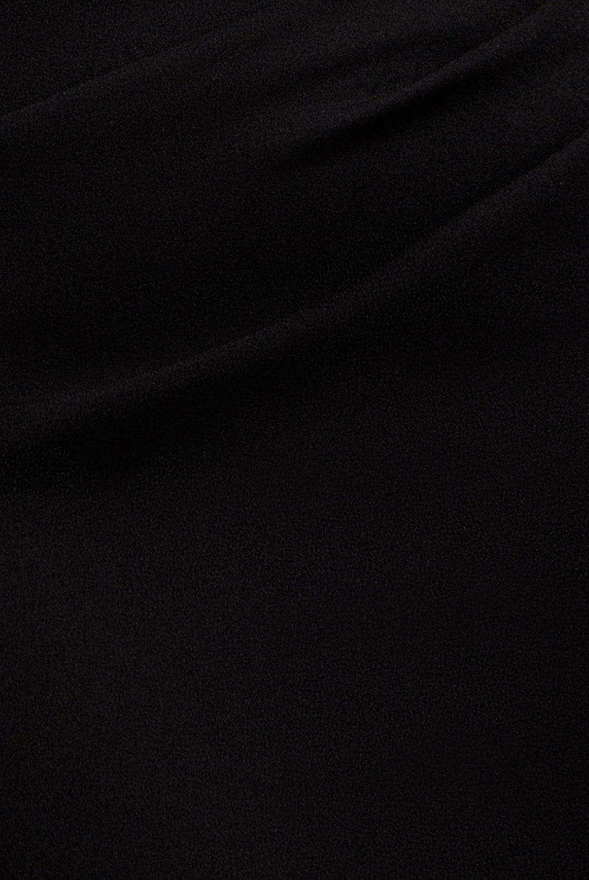 Goddiva One Shoulder Chiffon Cape Crepe Maxi Dress - Black