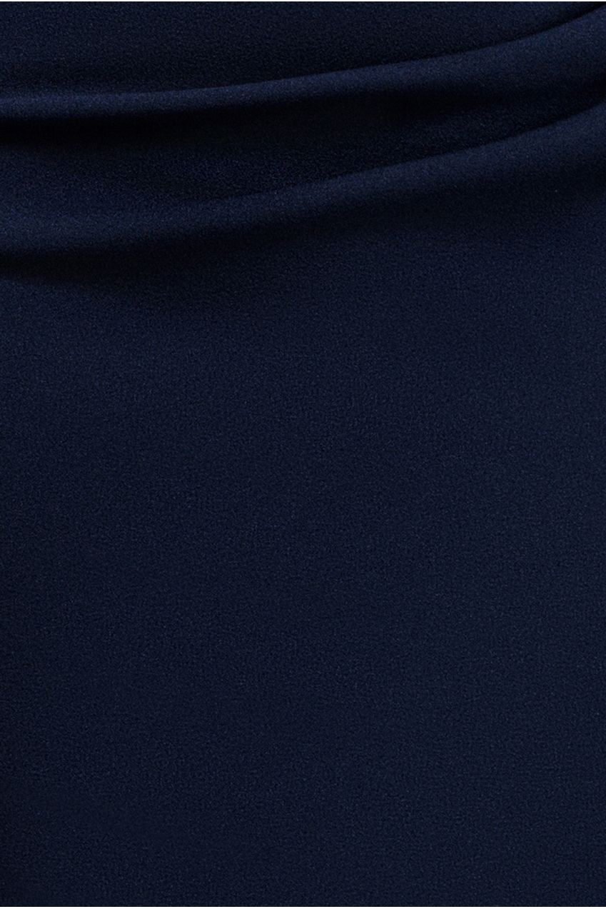 Goddiva One Shoulder Chiffon Cape Crepe Maxi Dress - Navy Blue