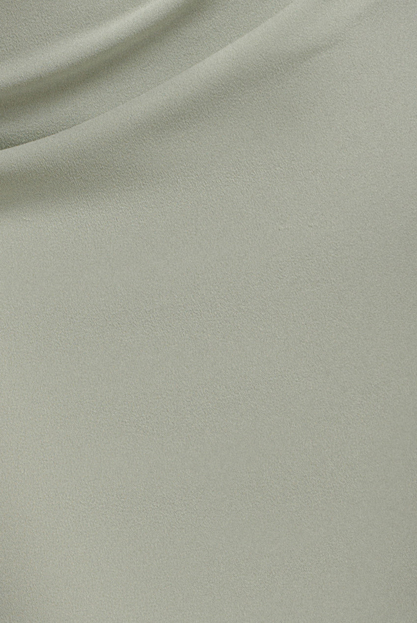 Goddiva One Shoulder Chiffon Cape Crepe Maxi Dress - Sage Green