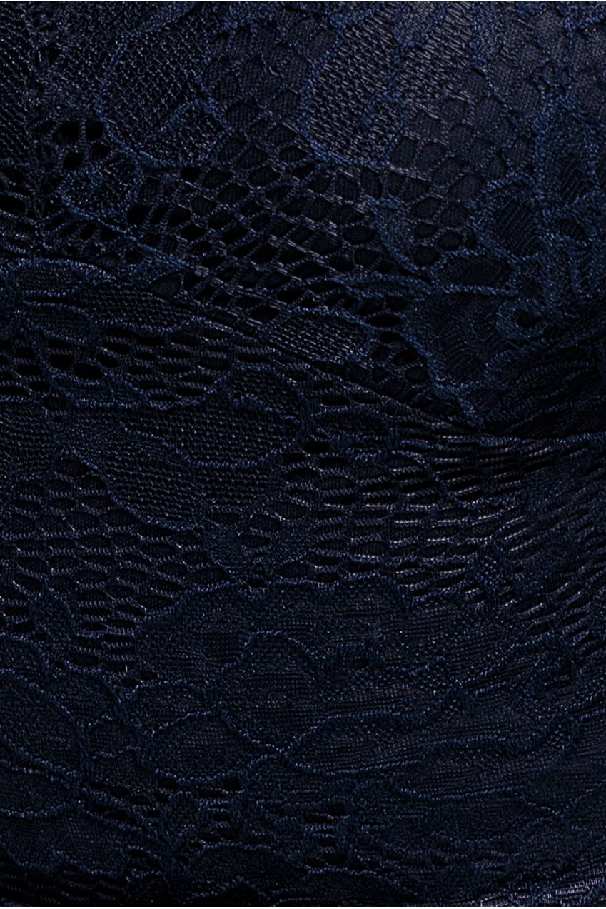 Goddiva Fit & Flare Scallop Lace V Neck Maxi Dress - Navy Blue