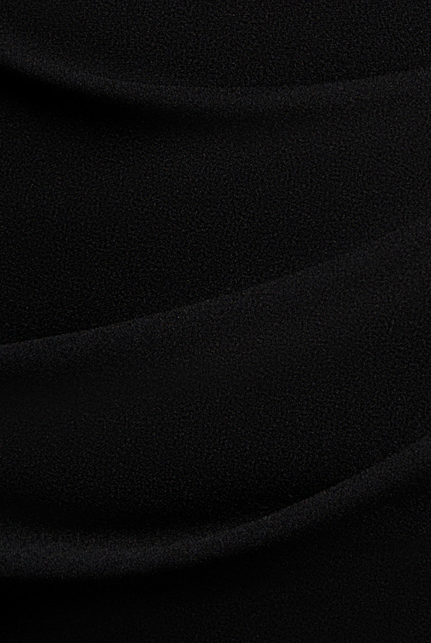 Goddiva Satin Bow Bardot Sheath Maxi Dress - Black