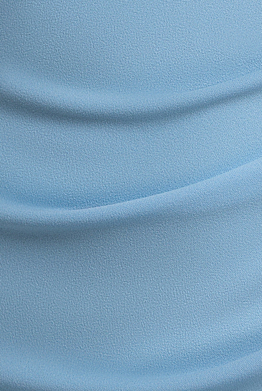 Goddiva Satin Bow Bardot Sheath Maxi Dress - Ice Blue